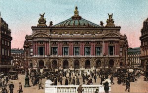 Paris: utsikt över operans fasad gjord av Charles Garnier (1825-1898) och tunnelbanestationen på Place de l
