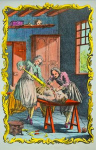 Läkare som studerar blodrörelser: framsidan av "memoiren om blodets rörelse och om effekterna av blödning" av Albrecht von Haller (1708-1777) 1756, privat samling av Anonymous Anonymous