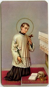 Fromma bild: Aloysius Gonzaga dyrkar korset (tryck) av Anonymous Anonymous
