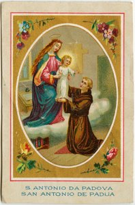 Fromma bild: Antonius av Padua eller Antonius av Lissabon (kromolitografi) av Anonymous Anonymous