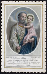 Fromma bild: Jesus som ett barn i Josefs armar (gravyr) av Anonymous Anonymous