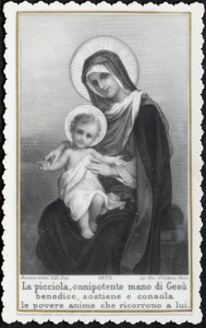 Fromma bild: Jesus som ett barn i famnen på sin mor Maria (gravyr) av Anonymous Anonymous