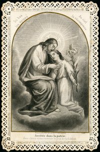 Fromma bild: Jesus tar emot de troendes själar (gravyr) av Anonymous Anonymous