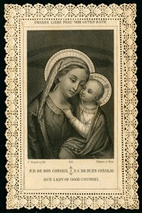 Fromma bild: Porträtt av Jungfru Maria, Our Lady of Good Counsel (gravyr) av Anonymous Anonymous