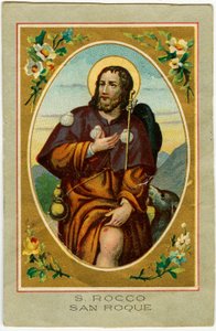 Fromma bild: San Rocco åberopas mot pesten (kromolitografi) av Anonymous Anonymous