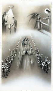 Fromma bild: nattvarden och trosbekännelsen, stadier av kristen religionsundervisning. Privat insamlingskort av Anonymous Anonymous