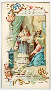 Fromma bild: presentation av Jesus till templet (kromolitografi) av Anonymous Anonymous