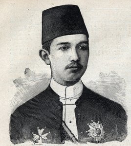 Porträtt av Abbas II Pasha (1874-1944), vice kung av Egypten. Gravyr i "" Le Peute Parisien"" av Anonymous Anonymous