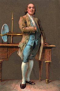 Porträtt av BENJAMIN FRANKLIN (1706-1790) amerikansk tryckare, förläggare, vetenskapsman, uppfinnare, statsman och diplomat. Kromolitografi Privat samling av Anonymous Anonymous