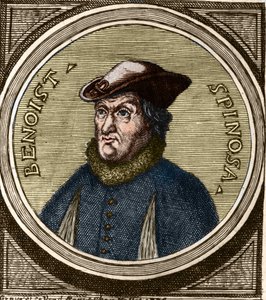 Porträtt av Baruch Spinoza (1632-1677), holländsk filosof, även känd som Bento de Espinosa eller Benedictus de Spinoza eller Benoit de Spinoza. Gravyr från 1600-talet av Anonymous Anonymous