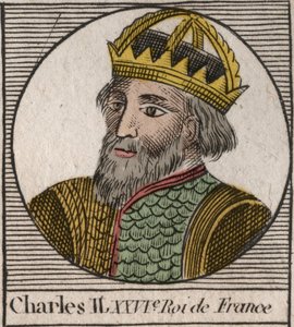 Porträtt av Karl II den skallige (823-877), kung av Frankrike - Karl II (823-877) den skallige - gravyr från "Instruction sur l