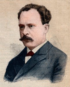 Porträtt av Eugene Turpin (1848-1927), kemist specialiserad på sprängämnen. Gravyr i "" Le petit Parisien"" från 1891. Privat samling. av Anonymous Anonymous