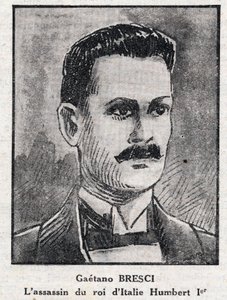 Porträtt av Gaetano Bresci (1869-1901), italiensk anarkist som mördade kung Humbert 1:a (Umberto I) av Anonymous Anonymous