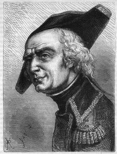 Porträtt av general Luc Simeon Auguste Dagobert (1736-1794). Gravyr från 1866 i "Histoire de la Revolution francaise"" av Adolphe Thiers. Privat samling. av Anonymous Anonymous