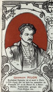 Porträtt av Germain Pilon (1535-1590), fransk skulptör. Gravyr från 1914. Privat samling. av Anonymous Anonymous