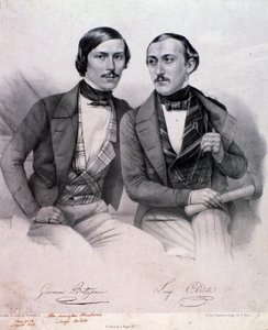 Porträtt av Giovanni Bottesini (till vänster) och Luigi Arditi (gravyr av Anonymous Anonymous