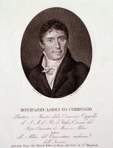 Porträtt av den italienske kompositören Bonifazio Asioli (1769-1832) Gravyr. 1800-talet. Privat samling av Anonymous Anonymous