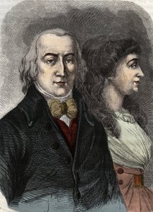 Porträtt av Jean Marie Roland, Viscount de la Platier (1734-1793) med Manon Roland, eller Jeanne Marie, eller Manon Phlipon (Mrs. Roland) (Mrs. Roland). av Anonymous Anonymous