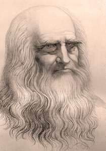 Porträtt av Leonardo Da Vinci (Leonard de Vinci) (1452 - 1519) från hans självporträtt. av Anonymous Anonymous