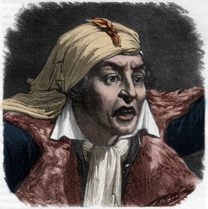 Porträtt av Marat (1743-1793) - porträtt av Jean-Paul (Jean Paul) Marat (1743-1793) politiker, fransk journalist - Gravyr i "Histoire des Girondins" av Alphonse de Lamartine (1790-1869) 1865-1866 - Privat samling av Anonymous Anonymous