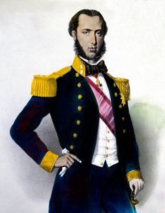 Porträtt av Maximilian I (Ferdinand Maximilian Joseph, kejserlig prins och ärkehertig av Österrike, kunglig prins av Ungern och Boheme), kejsare av Mexiko (1832-1867) Gravyr från 1800-talet. Privat samling av Anonymous Anonymous
