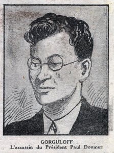 Porträtt av Paul Gorgulov eller Gorguloff (1895-1932), mördare av Frankrikes president Paul Doumer (1857-1932). Gravyr i "L