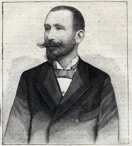 Porträtt av Pierre Sales (1854? -1921?), en fransk författare. Gravyr i "" Le Petro Parisien"" av Anonymous Anonymous