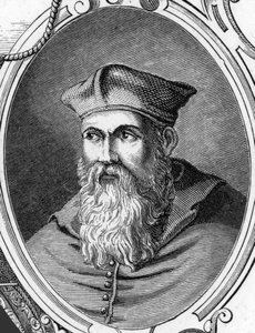 Porträtt av Sebastiano Luciani dit Sebastiano del Piombo (1485-1547) italiensk målare. 1859 gravyr i "" gallerierna i Europa - Italien"" av Armandaud. Privat samling. av Anonymous Anonymous