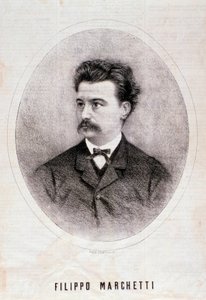 Porträtt av den italienske kompositören Filippo Marchetti (1831-1902) Gravyr. 1800-talet. Milanesisk privat samling av Anonymous Anonymous
