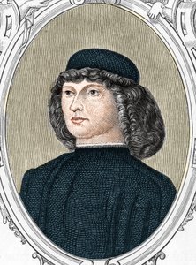 Porträtt av den italienska målaren Giovanni Bellini sa il Giambellino (1425/1433-1516), gravyr från 1859 i "" gallerierna i Europa - Italien "" av Armandaud. Privat samling. av Anonymous Anonymous