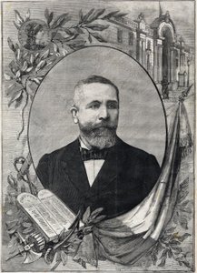 Porträtt av den nye franske presidenten Emile Loubet (1838-1929) vald den 18 februari 1899. Gravyr. I "The Little Parisien" av Anonymous Anonymous