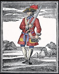 Porträtt av piraten Jack Rackham säger den röde eller John Rackham, mer känd som Calico Jack (? 1720). Gravyr. av Anonymous Anonymous