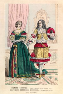 Prinsens dräkt och brudtärnadräkt under Ludvig XIV:s regering (1638-1715) - privat samling av Anonymous Anonymous