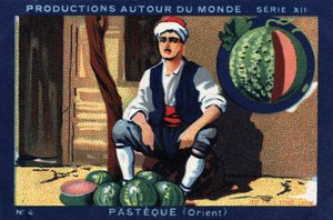 Produktioner runt om i världen: pasteque in the Orient. Kromolitografi från 1933 i "" Joseph-Milliat Album"" av Anonymous Anonymous
