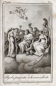 Psyche presenteras för Celestial Court. Gravyr från 1819 i "Lettres a Emilie sur la mythologie" av Charles Albert Demoustier (1760-1801). Privat samling. av Anonymous Anonymous