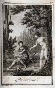 QUERCULANES, nymfer, kanalskydd. Gravyr från 1819 i "Lettres a Emilie sur la mythologie" av Charles Albert Demoustier (1760-1801). Privat samling. av Anonymous Anonymous