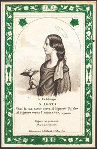 Representation av Saint Agatha Pious bild. Vykort. Början av 1900-talet. Privat samling av Anonymous Anonymous