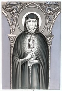 Representation av Saint Claire (Chiara) av Assisi (ca 1192-1253), grundare av den religiösa orden av Clares Pious image. Debut av 1900-talets privatsamling av Anonymous Anonymous