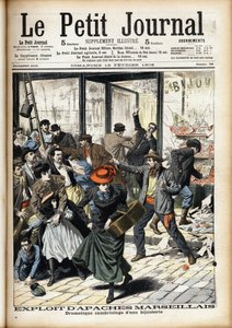 Rån av en smyckesbutik i Marseille av Apaches Marseille. Gravyr i rubriken på Petition Journal av Anonymous Anonymous