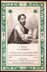 Saint Candide Pious bild. Vykort. början av 1900-talet. Privat samling av Anonymous Anonymous