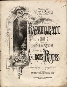 Partitur av "" remember-se"" melodi av Georges Rupes efter en poesi av Aldre de Musset. Privat samling. av Anonymous Anonymous