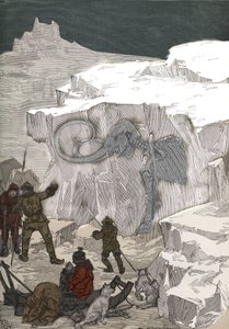 Sök efter mammut fossilt elfenben i Sibirien på 1800-talet. Gravyr från 1885 i "" Les arts et metiers illustres"" av Adolphe BITARD. av Anonymous Anonymous