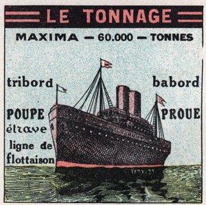 Fartyg och fartyg: tonnage. Anonym illustration av 1925. Privat samling. av Anonymous Anonymous