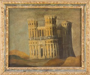 Souvenir imaginaire de Castel Nuovo - Imaginary Recollection of Maschio Angioino, av Nome, Francois de (1593-efter 1630). Olja på duk, första tredjedelen av 1600-talet. Mått: 27,5x34 cm. Privat samling av Anonymous Anonymous