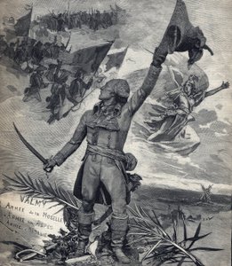 Staty av general Francois Christophe Kellerman (1735-1820) Fransk general, vinnare av slaget vid Valmy (20 september 1792): ”Leve nationen! "". Gravyr i "" Le petit parisien"" den 14/09/1892. Privat samling av Anonymous Anonymous