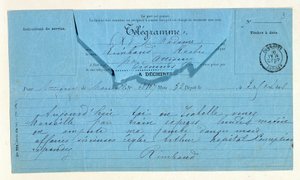 Telegram från Rimbaud till sin mor, Marseille, 22 maj av Anonymous Anonymous