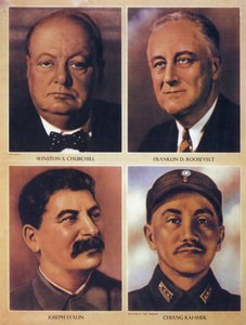 De allierade ledarna under andra världskriget - Winston Churchill, Franklin Delano Roosevelt, Joseph Stalin och Chiang Kai Shek - 1943 av Anonymous Anonymous