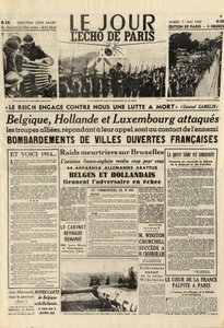 Slaget om Belgien eller Belgiens kampanj - 18 dagar lång kampanj - Tysk invasion av Belgien under andra världskriget - Journal "" Le Jour. L