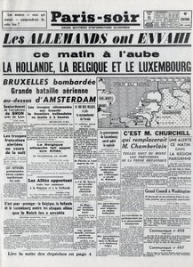 Slaget om Belgien eller Belgiens kampanj - 18 dagar lång kampanj - invasion av Belgien av tyska trupper under andra världskriget - PARIS EVIOR av 1940-05-11 - TYSKARNA INVASERAR HOLLAND - BELGIEN OCH LUXEMBURG - av Anonymous Anonymous