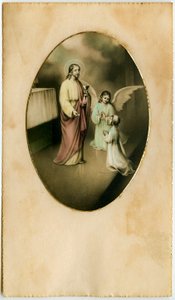 Eukaristin, nattvarden, altarets sakrament: ett barn framför Jesus (gravyr) av Anonymous Anonymous
